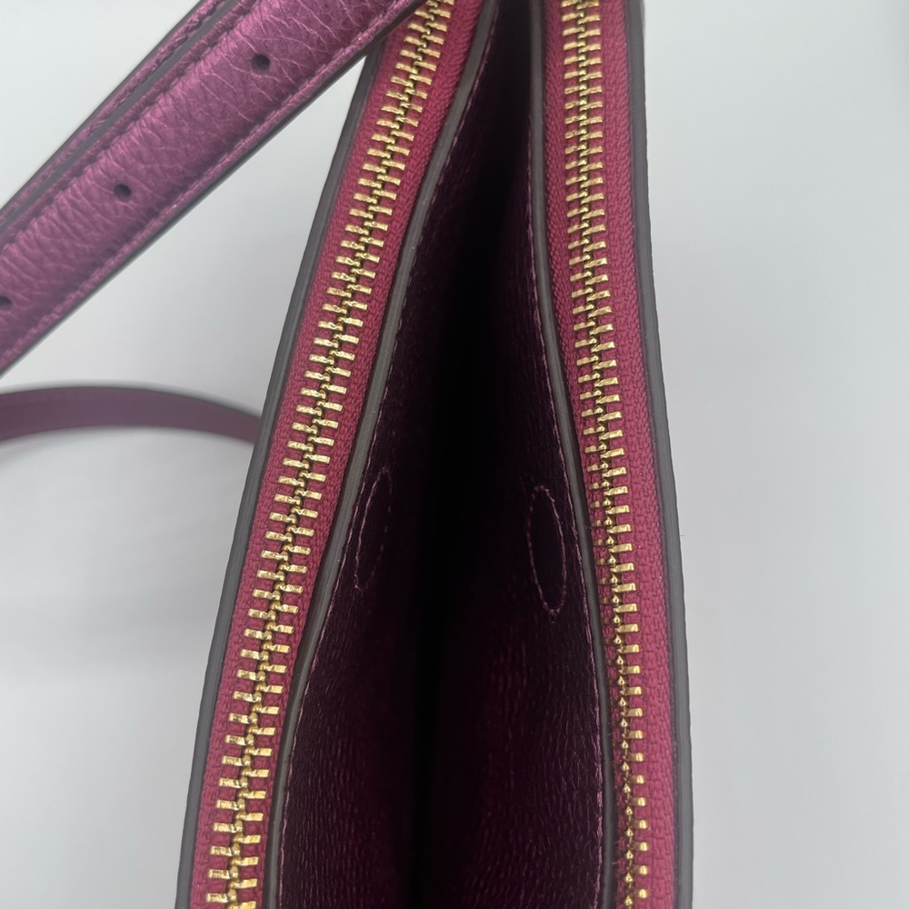 Coach Crossbody Bag in Burgundy with Gold Hardware - Picture 3 of 13